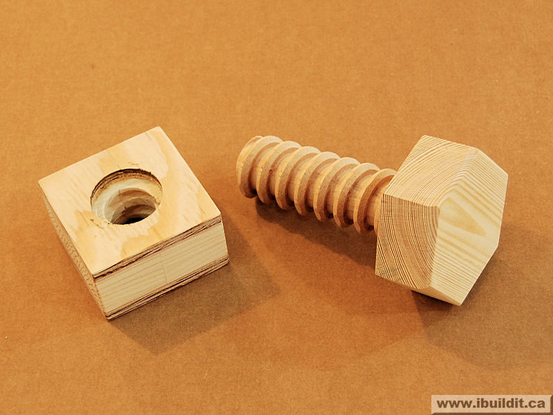 complete wooden nut and wooden bolt